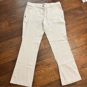 NWT Dalia Linen Blend Striped Pants Size 12 Tan Cream Summer